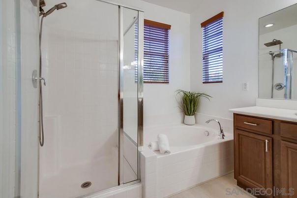 Bathroom, Glass Shower, Interior, Recessed Lighting, Wood Texture Flooring