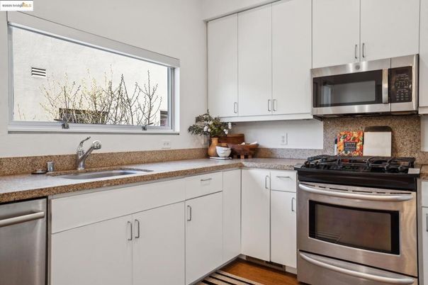 Interior, Kitchen, Stainless Steel Appliances, Wood Texture Flooring
