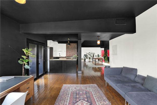 Dining room, Interior, Kitchen, Living room, Pendant Lights, Wood Texture Flooring