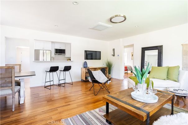 Interior, Kitchen, Living room, Recessed Lighting, Stainless Steel Appliances, Wood Texture Flooring