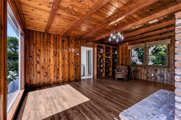 Chandelier, Empty room, Interior, Wooden Beams, Wooden Ceilings, Wood Texture Flooring, Wooden Walls