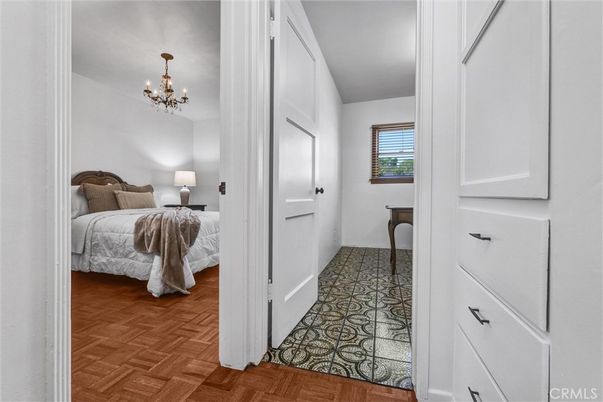 Bedroom, Chandelier, Interior, Wood Texture Flooring