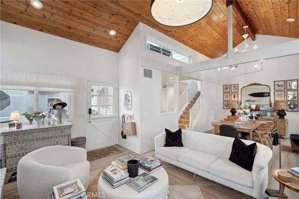 Dining room, Interior, Living room, Recessed Lighting, Wooden Beams, Wooden Ceilings, Wood Texture Flooring
