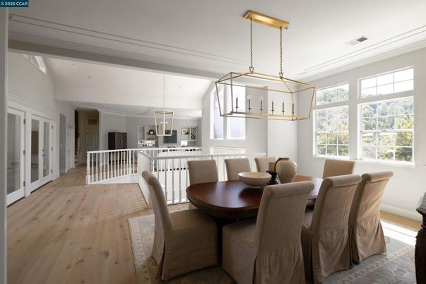 Dining room, Interior, Kitchen, Pendant Lights, Wood Texture Flooring