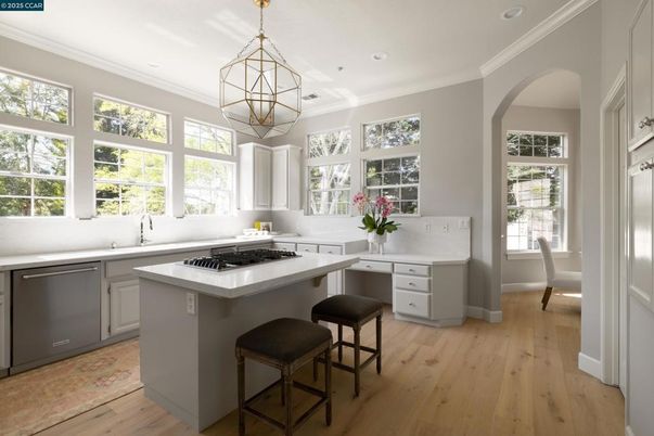 Interior, Kitchen, Pendant Lights, Recessed Lighting, Wood Texture Flooring