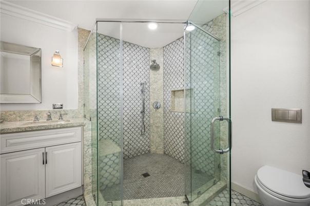 Bathroom, Glass Shower, Interior, Recessed Lighting