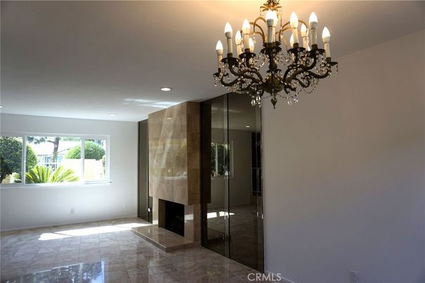Chandelier, Empty room, Fireplace, Interior, Recessed Lighting