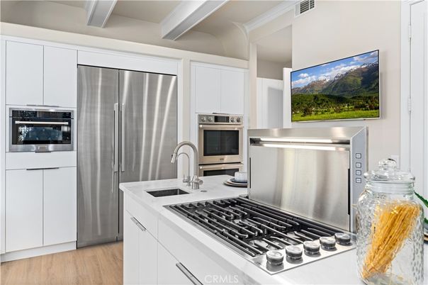 Interior, Kitchen, Stainless Steel Appliances, Wood Texture Flooring