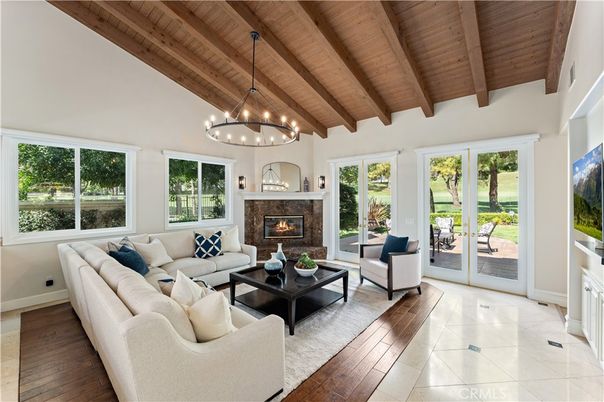 Fireplace, Interior, Living room, Pendant Lights, Wooden Beams, Wooden Ceilings, Wood Texture Flooring