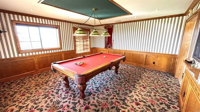 Billiard Table, Game Room, Interior, Pendant Lights, Recessed Lighting