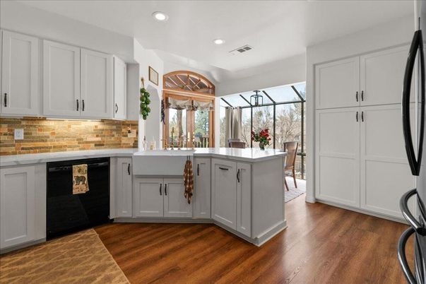Dining room, Glass Ceilings, Interior, Kitchen, Recessed Lighting, Sun Room, Wood Texture Flooring