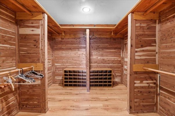 Interior, Recessed Lighting, Wood Texture Flooring, Wooden Walls