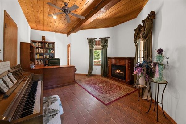 Fireplace, Interior, Piano, Wooden Beams, Wooden Ceilings, Wood Texture Flooring
