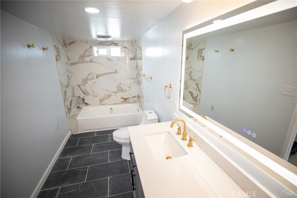 Bathroom, Interior, Marble Walls, Recessed Lighting