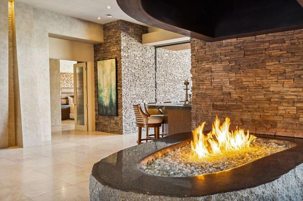 Interior, Recessed Lighting, Stone Walls