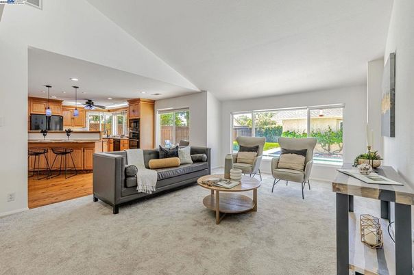 Interior, Kitchen, Living room, Pendant Lights, Recessed Lighting, Wood Texture Flooring