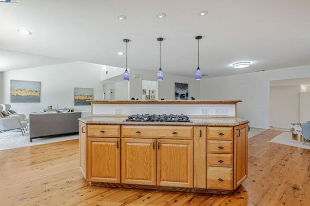 Interior, Kitchen, Living room, Pendant Lights, Recessed Lighting, Wood Texture Flooring