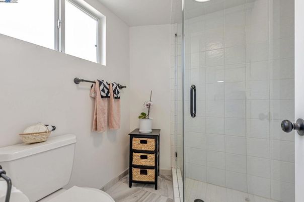 Bathroom, Glass Shower, Interior, Wood Texture Flooring