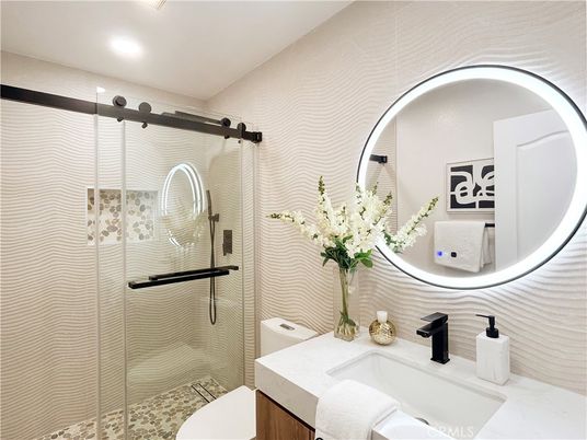 Bathroom, Glass Shower, Interior, Recessed Lighting