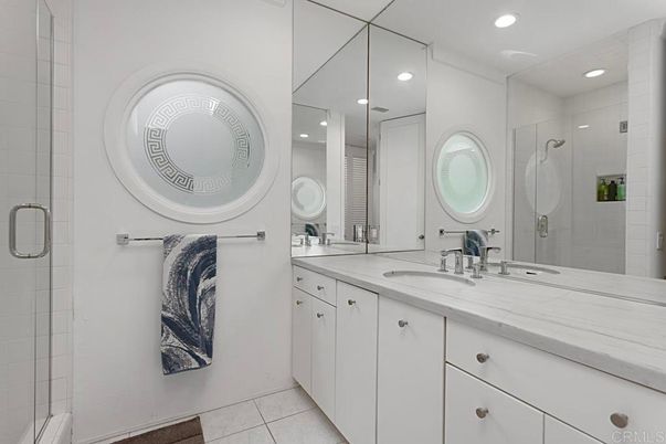Bathroom, Dual Sink Vanities, Glass Shower, Interior, Recessed Lighting