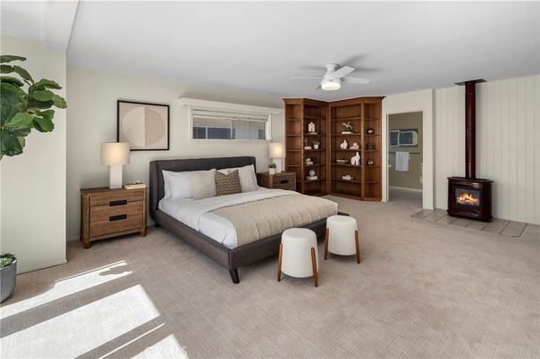 Bedroom, Fireplace, Interior