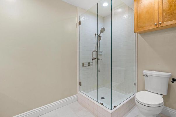 Bathroom, Glass Shower, Interior, Recessed Lighting