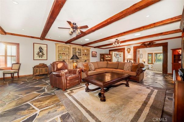Interior, Living room, Recessed Lighting, Wooden Beams