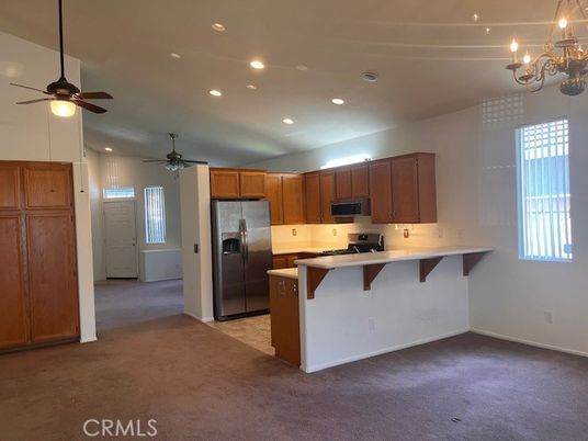 Chandelier, Interior, Kitchen, Recessed Lighting, Stainless Steel Appliances