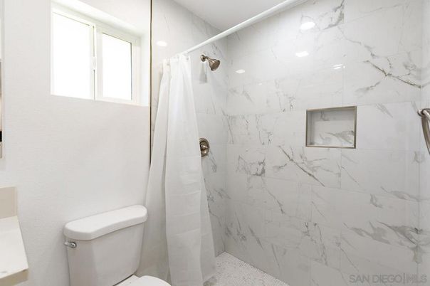 Bathroom, Interior, Marble Walls, Recessed Lighting