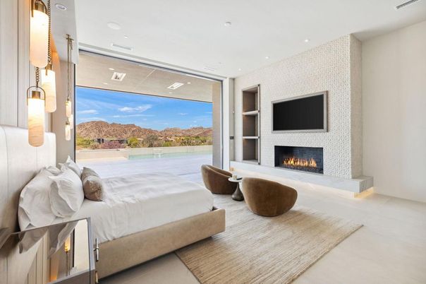 Bedroom, Fireplace, Interior, Recessed Lighting