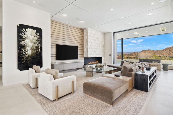 Fireplace, Interior, Living room, Recessed Lighting