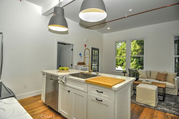 Interior, Kitchen, Living room, Recessed Lighting, Wood Texture Flooring
