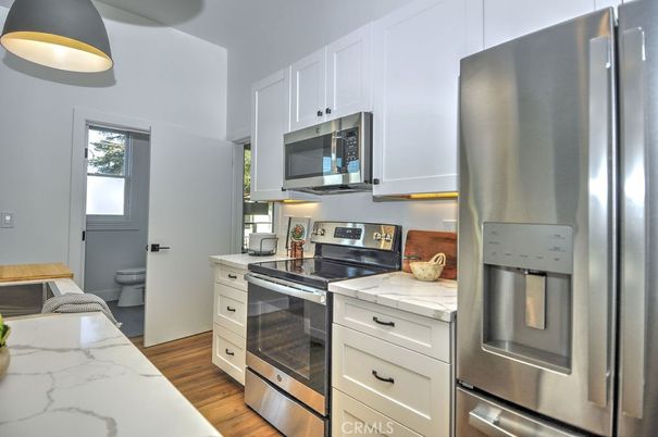 Interior, Kitchen, Stainless Steel Appliances, Wood Texture Flooring