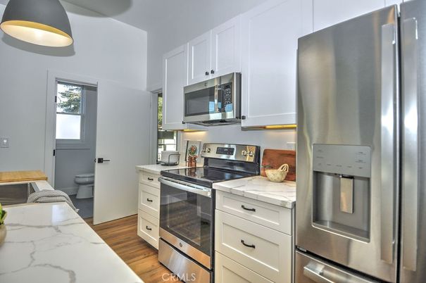 Interior, Kitchen, Stainless Steel Appliances, Wood Texture Flooring