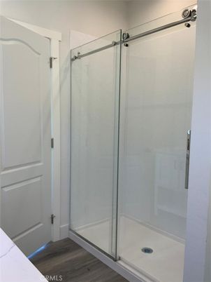 Bathroom, Glass Shower, Interior, Wood Texture Flooring