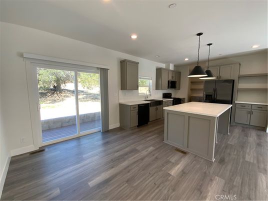 Interior, Kitchen, Pendant Lights, Recessed Lighting, Wood Texture Flooring