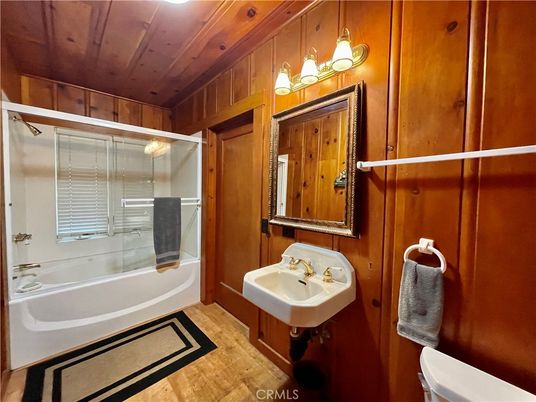Bathroom, Glass Shower, Interior, Wooden Ceilings, Wood Texture Flooring, Wooden Walls