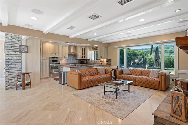 Interior, Kitchen, Living room, Recessed Lighting, Stainless Steel Appliances, Wood Texture Flooring