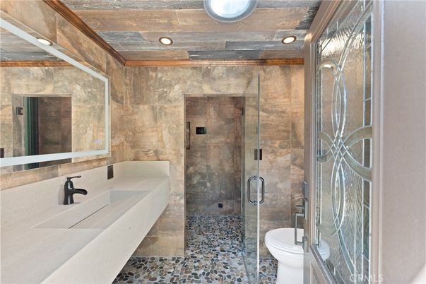 Bathroom, Glass Shower, Interior, Recessed Lighting