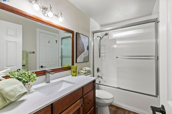 Bathroom, Glass Shower, Interior, Wood Texture Flooring