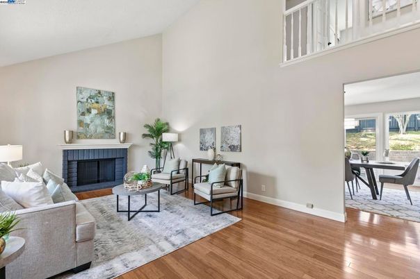 Dining room, Fireplace, Interior, Living room, Wood Texture Flooring