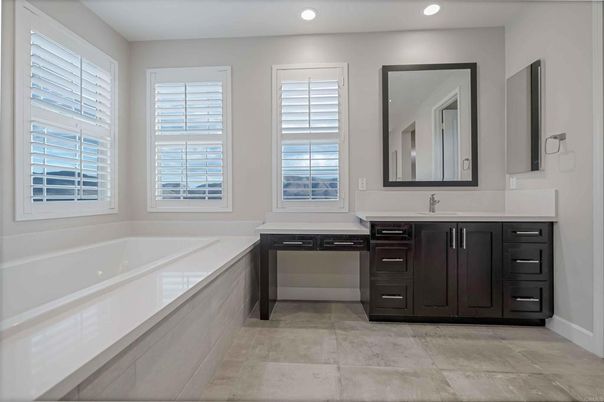 Bathroom, Dual Sink Vanities, Interior, Recessed Lighting