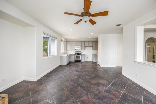 Empty room, Interior, Kitchen, Recessed Lighting, Stainless Steel Appliances