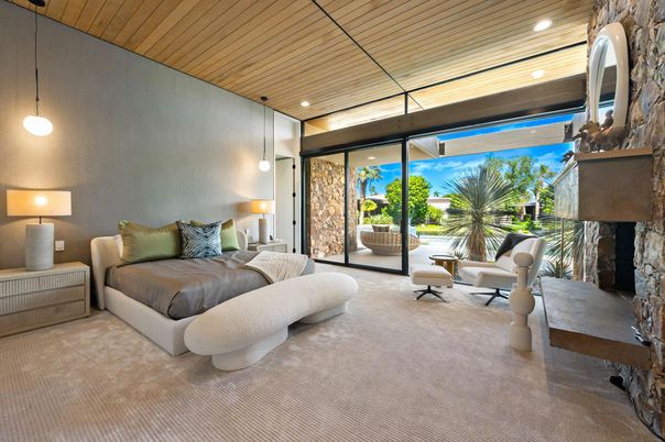 Bedroom, Interior, Pendant Lights, Recessed Lighting, Wooden Ceilings