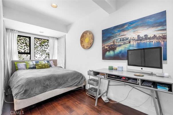 Bedroom, Home Office, Interior, Recessed Lighting, Wood Texture Flooring
