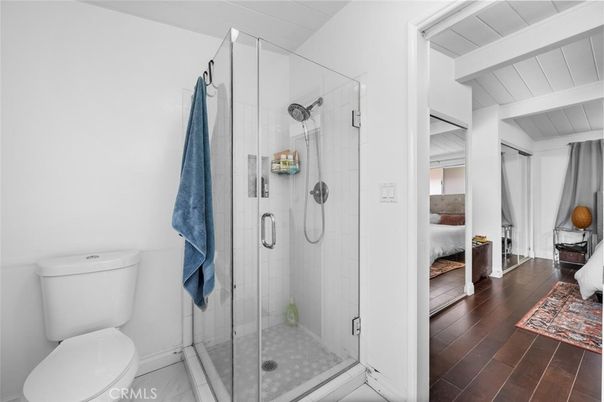 Bathroom, Bedroom, Glass Shower, Interior, Wood Texture Flooring