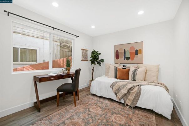Bedroom, Home Office, Interior, Recessed Lighting, Wood Texture Flooring