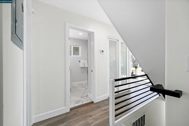 Interior, Marble, Recessed Lighting, Wood Texture Flooring