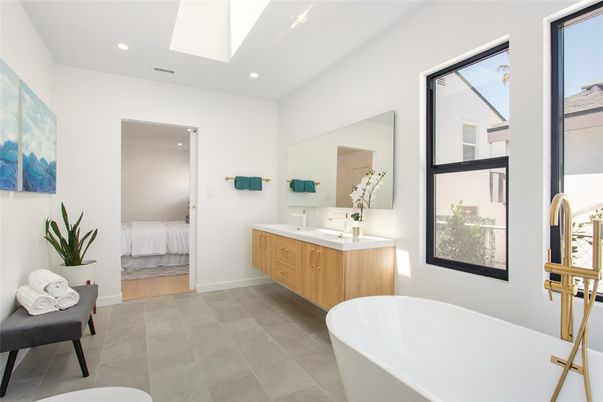 Bathroom, Bedroom, Dual Sink Vanities, Free Standing Baths, Interior, Recessed Lighting