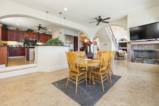 Dining room, Fireplace, Interior, Kitchen, Pendant Lights, Recessed Lighting